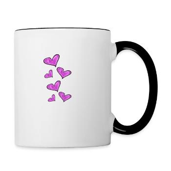 cœurs roses - Mug contrasté - blanc/noir - Droite