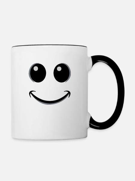 glückliches Gesicht - Tasse zweifarbig - Weiß/Schwarz