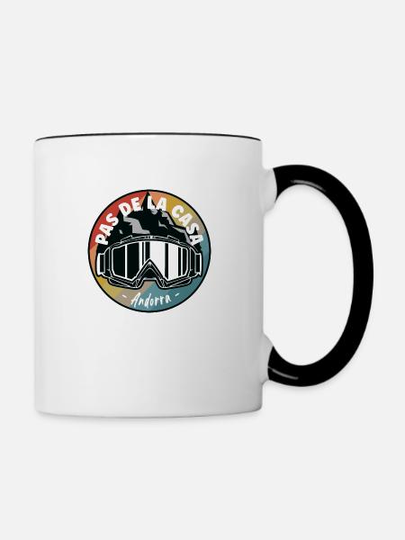 Ski à Pas de la Casa Andorra - Mug contrasté - blanc/noir