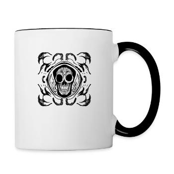 Crânes avec ornements - Mug contrasté - blanc/noir - Droite