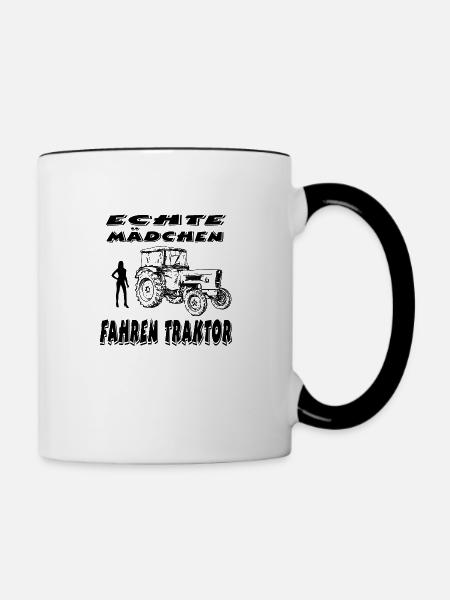 Traktor - Tasse zweifarbig - Weiß/Schwarz