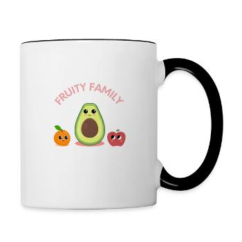 Fruity Family Vegan Design - Tasse zweifarbig - Weiß/Schwarz - Rechts