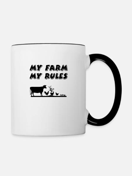 Bauernhof - Tasse zweifarbig - Weiß/Schwarz