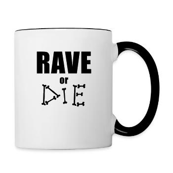 Rave or Die - Bone lettering Stamping Music - Contrasting Mug - white/black - Right
