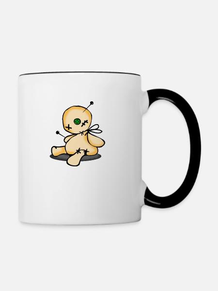 Voodoo Puppe - Tasse zweifarbig - Weiß/Schwarz