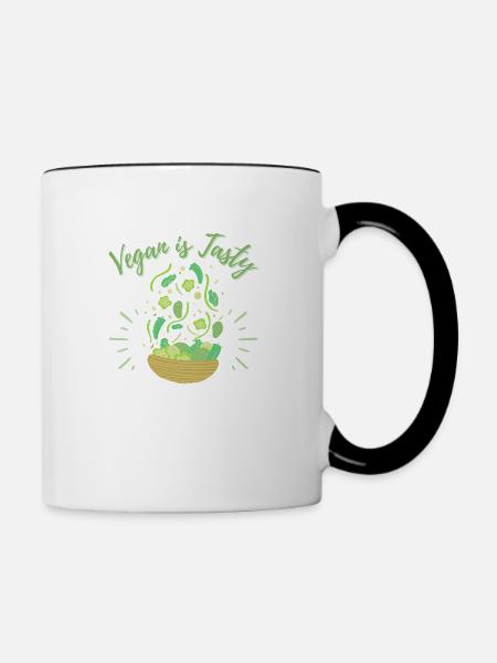 Vegan ist lecker - Tasse zweifarbig - Weiß/Schwarz