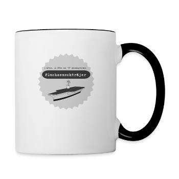 Fluchzeuschträjer Flugzeugträger Köln Kölle Kölsch - Tasse zweifarbig - Weiß/Schwarz - Rechts