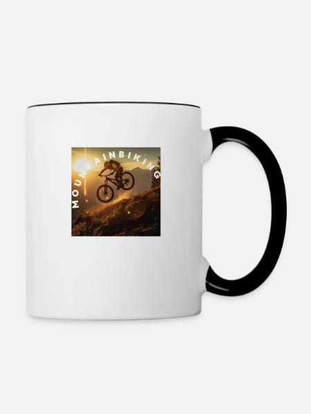 Mountainbiking - Tasse zweifarbig - Weiß/Schwarz