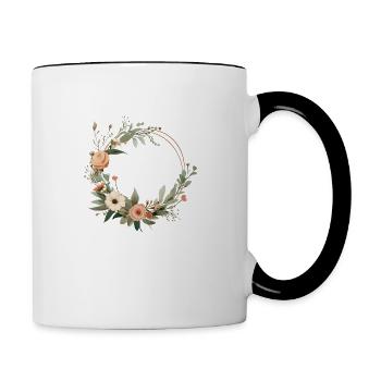Bride flower wreath - Contrasting Mug - white/black - Right
