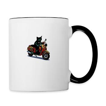 Motorcycle Cat - Contrasting Mug - white/black - Right