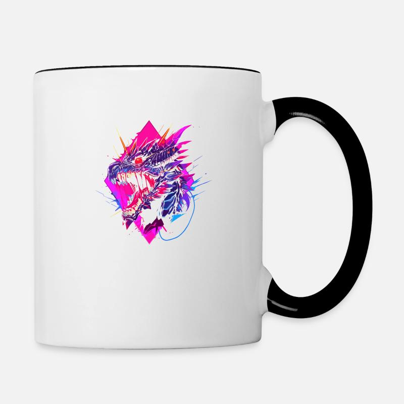 Synthwave Dragon - Mug contrasté - blanc/noir