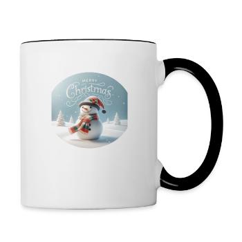 bonhomme de neige avec l’inscription Joyeux Noël - Mug contrasté - blanc/noir - Droite