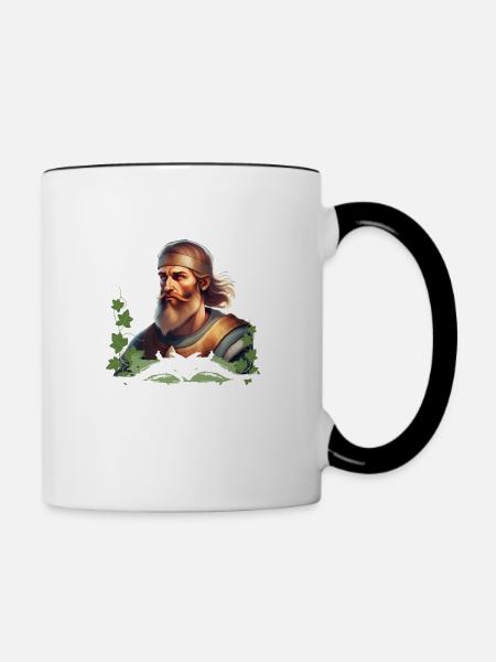 Krieger - Mittelalter Germane - Tasse zweifarbig - Weiß/Schwarz