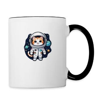 Astronaut Cat - Space - Contrasting Mug - white/black - Right