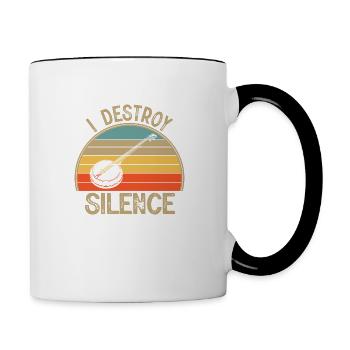 I Destroy Silence Banjo Lustiges Musikinstrument - Tasse zweifarbig - Weiß/Schwarz - Rechts