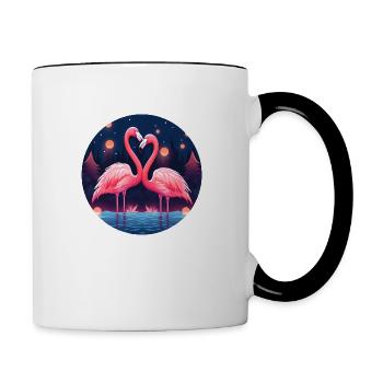 Flamingo Flock Tropical, Love Flamingos - Contrasting Mug - white/black - Right