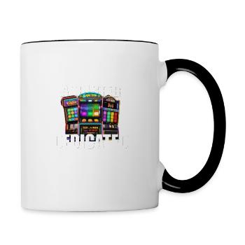 Gambling Casino Cadeau de jeu drôle dédié - Mug contrasté - blanc/noir - Droite