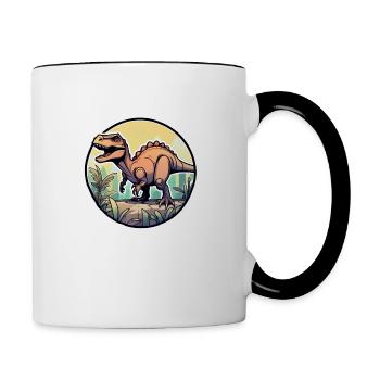 dinosaure dessin animé - Mug contrasté - blanc/noir - Droite
