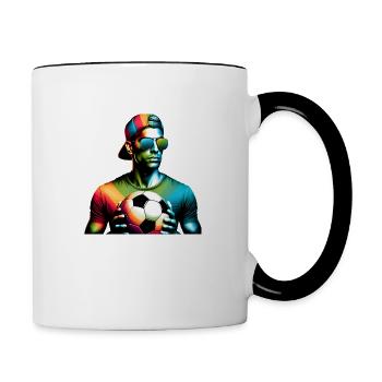 Un gars de football cool prêt pour le jour du match - Mug contrasté - blanc/noir - Droite