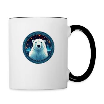 Eisbär in Ornament, Liebesbären - Tasse zweifarbig - Weiß/Schwarz - Rechts