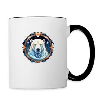 Eisbär mit verschneiten Elementen, Liebesbären - Tasse zweifarbig - Weiß/Schwarz - Rechts