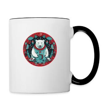 Polar Bear with Xmas Elements, Love Bears - Contrasting Mug - white/black - Right