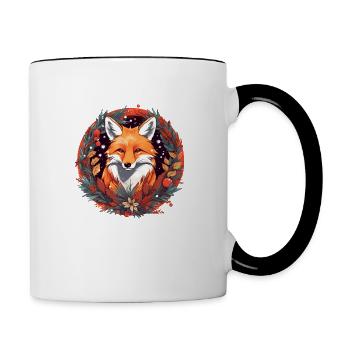 Fox Avec des éléments de Noël, Love Foxes - Mug contrasté - blanc/noir - Droite