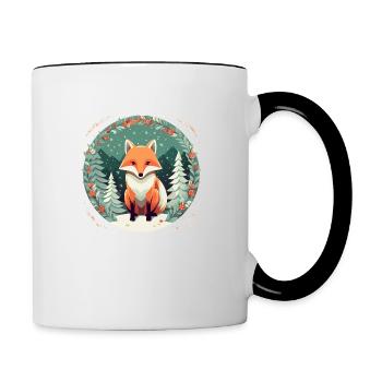 Fox Avec des éléments de Noël, Love Foxes - Mug contrasté - blanc/noir - Droite