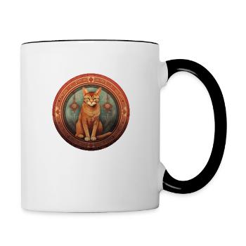 Chat d’Abyssinie Boho éléments, chats d’amour - Mug contrasté - blanc/noir - Droite