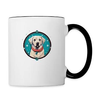 Labrador Retriever Hund Weihnachten, Liebe Hunde - Tasse zweifarbig - Weiß/Schwarz - Rechts