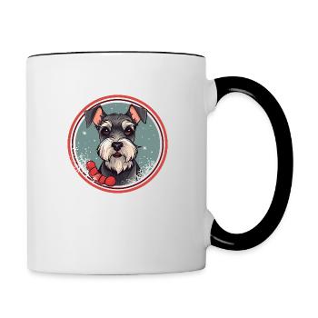 Zwergschnauzer Hund Weihnachten, Liebe Hunde - Tasse zweifarbig - Weiß/Schwarz - Rechts