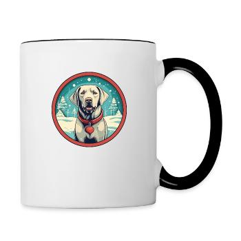 Labrador Retriever Hund Weihnachten, Liebe Hunde - Tasse zweifarbig - Weiß/Schwarz - Rechts