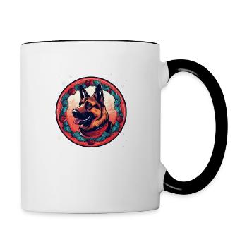 Deutscher Schäferhund Weihnachten, Liebeshunde - Tasse zweifarbig - Weiß/Schwarz - Rechts