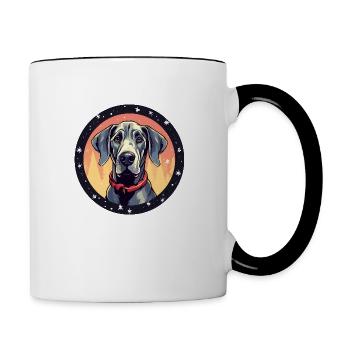 Großer Doggenhund Weihnachten, Liebeshunde - Tasse zweifarbig - Weiß/Schwarz - Rechts