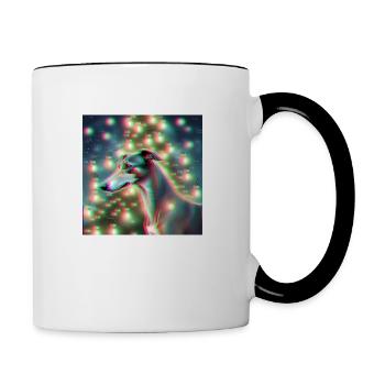 RGB Christmas Greyhound (AI Designed) - Contrasting Mug - white/black - Right
