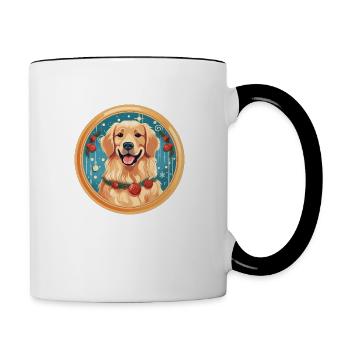 Golden Retriever Hund Weihnachten, Liebeshunde - Tasse zweifarbig - Weiß/Schwarz - Rechts