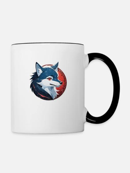 Wolf Tattoo - Tasse zweifarbig - Weiß/Schwarz