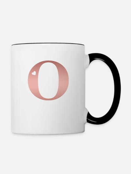 Buchstabe O Roségold - Tasse zweifarbig - Weiß/Schwarz