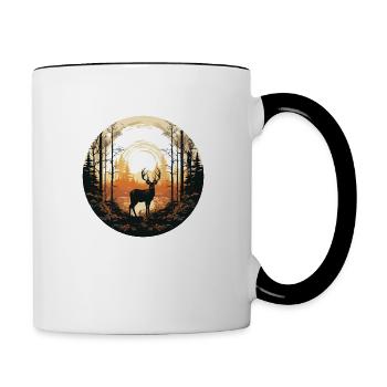 Rehe im Wald - Tasse zweifarbig - Weiß/Schwarz - Rechts