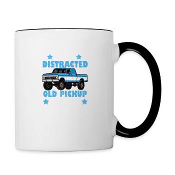 Drôle Facilement Distrait Par De Vieilles Camionnettes - Mug contrasté - blanc/noir - Droite