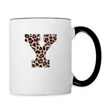 lettre Y motif léopard -idée cadeau d’anniversaire - Mug contrasté - blanc/noir - Droite