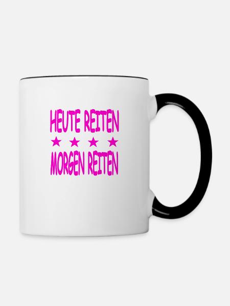 Reiten - Tasse zweifarbig - Weiß/Schwarz