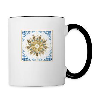 Blumen - Tasse zweifarbig - Weiß/Schwarz - Rechts