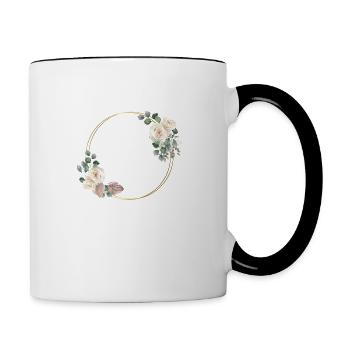 White Flower Bride Team -matching tshirt - Contrasting Mug - white/black - Right