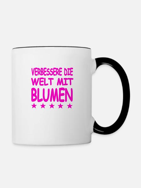 Blumen - Tasse zweifarbig - Weiß/Schwarz