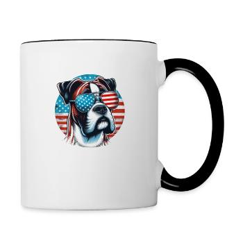 Boxer American Flag and Shades - Contrasting Mug - white/black - Right