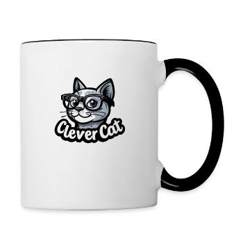 CLEVERE KATZE - Tasse zweifarbig - Weiß/Schwarz - Rechts