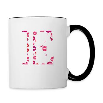 Lettre e bisous - Mug contrasté - blanc/noir - Droite