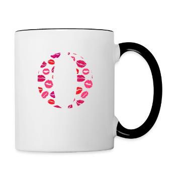Lettre o bisous - Mug contrasté - blanc/noir - Droite