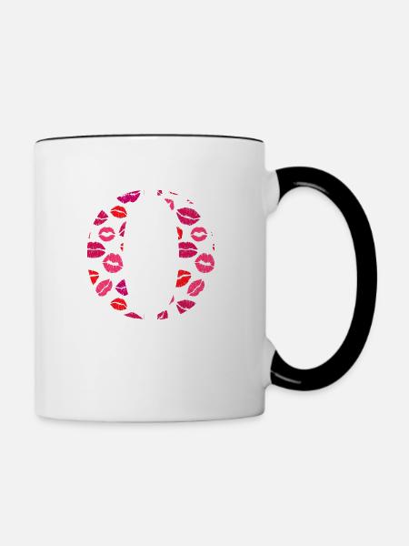 Lettre o bisous - Mug contrasté - blanc/noir